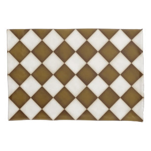 Brown & Antique White Diamonds Pillowcase