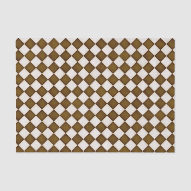Brown & Antique White Diamonds Tissue Paper (Front)
