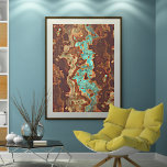 Brown Aqua Teal Turquoise Green Geode Marble Art Poster<br><div class="desc">Beautiful contemporary aqua turquoise blue green and brown colored agate geode gem stones pattern. Match this design with your interior decor colors and hang some color on your wall!</div>