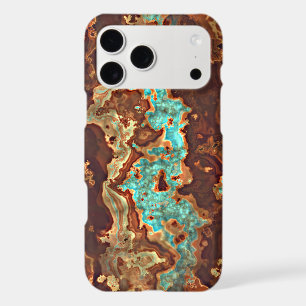 Brown Aqua Turquoise Green Geode Marble Art