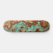 Brown Aqua Turquoise Green Geode Marble Art Skateboard (Horz)