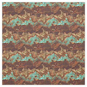 Brown Aqua Turquoise Green Geode Marble Pattern Fabric