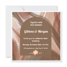 Brown Arch & Abstract Swirl Wedding Invitation