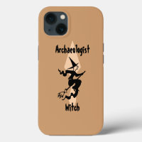 Brown Archaeologist Witch With Broom and Trowel