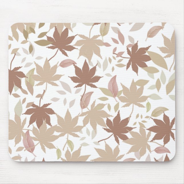 Brown Autumn Floral Leaves Y2K Pattern  Mouse Pad (Front)