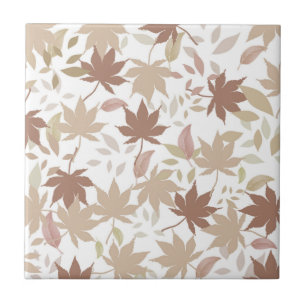 Brown Autumn Floral Leaves Y2K Pattern  Tile