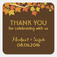 Brown Autumn Maple Leaves Fall Thank You Sticker