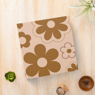 Brown Autumn Retro Y2K Hippie Flower Pattern Binder