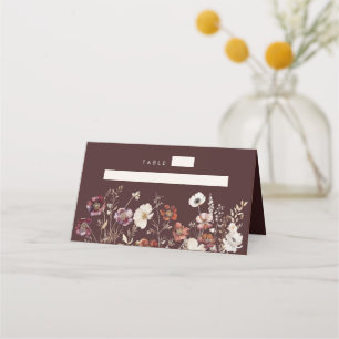 Brown Autumn Wildflower Meadow Wedding Place Card