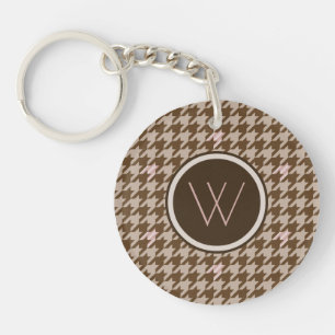 Brown avec Rose Gold Accent Houndstooth Porte - cl