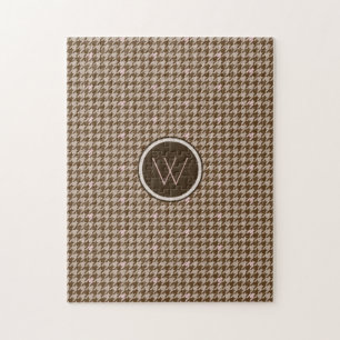 Brown avec Rose Gold Accent Houndstooth Puzzle