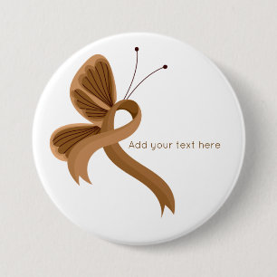 Brown Awareness Ribbon Butterfly Button