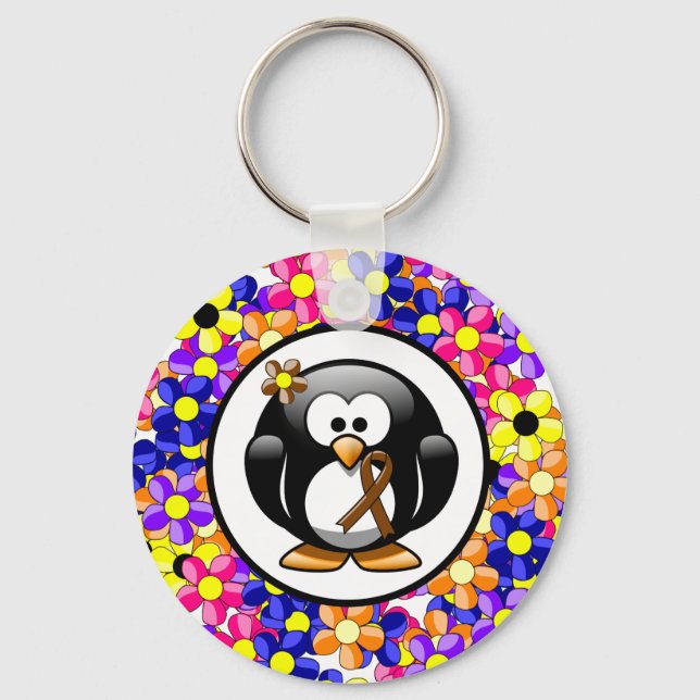 Brown Awareness Ribbon Penguin Keychain (Front)