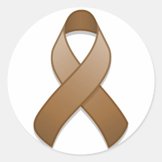 Brown Awareness Ribbon Round Sticker