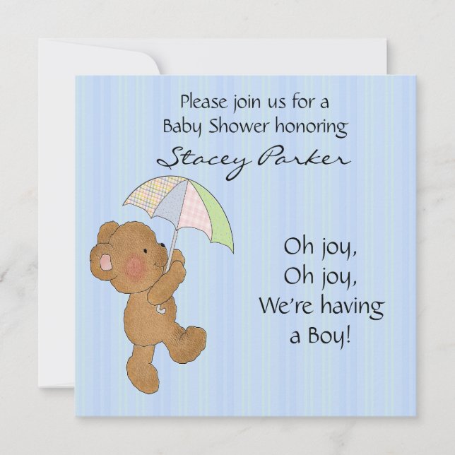 Brown Baby Bear Shower Invitation (Front)