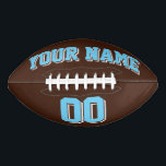 BROWN BABY BLUE AND WHITE Custom Football<br><div class="desc">BROWN BABY BLUE AND WHITE Custom Football - Personalize with your name and number!</div>