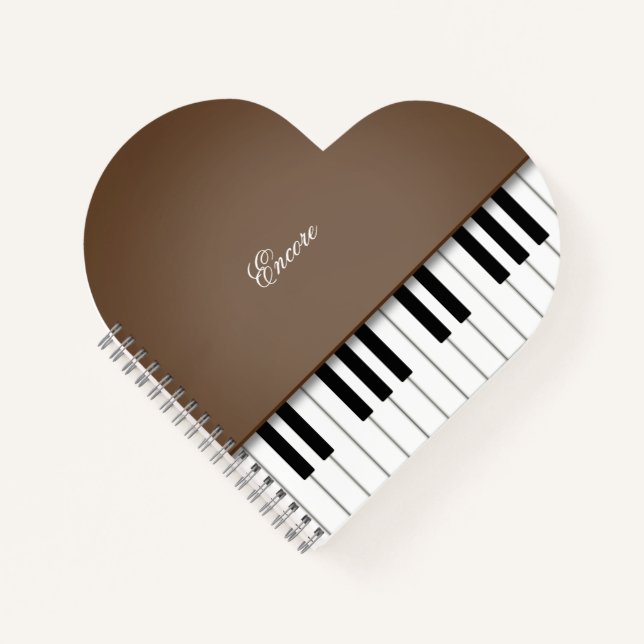 Brown Baby Grand Piano Music Keyboard Custom Notebook (Front)