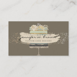 Brown Background Bakery Bright Wedding Cake Business Card