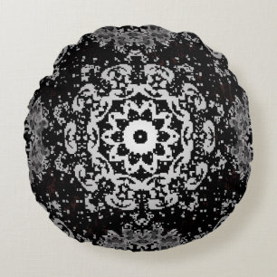 Brown background. Doodle background in vintage wit Round Pillow