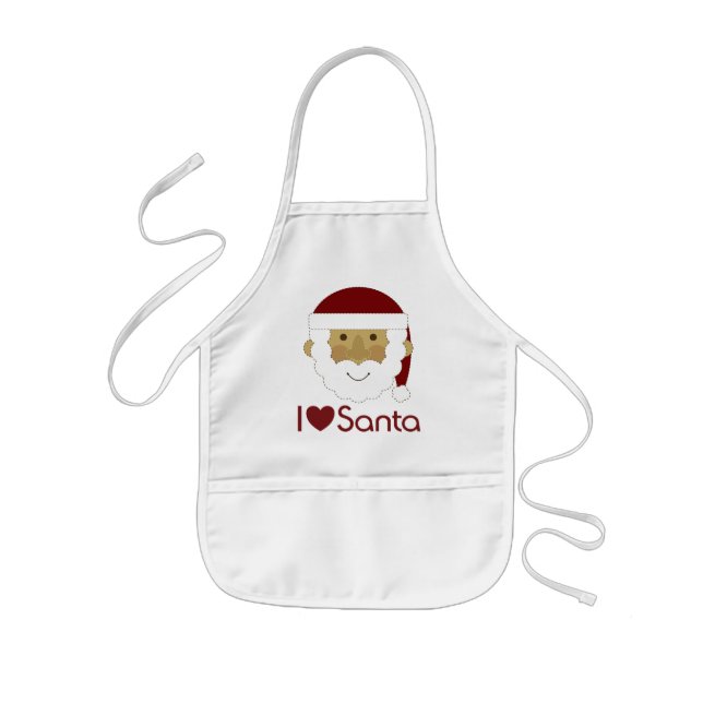 Brown Bag I Heart Santa gift Kids Apron (Front)