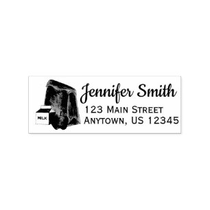 Brown Bag School Teacher Lunch Apple Milk Carton Rubber Stamp