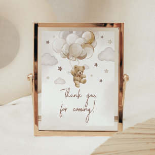 Brown Balloon Bear Thank you for Coming Poster