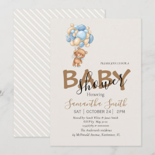 Brown Balloons Baby Invitation