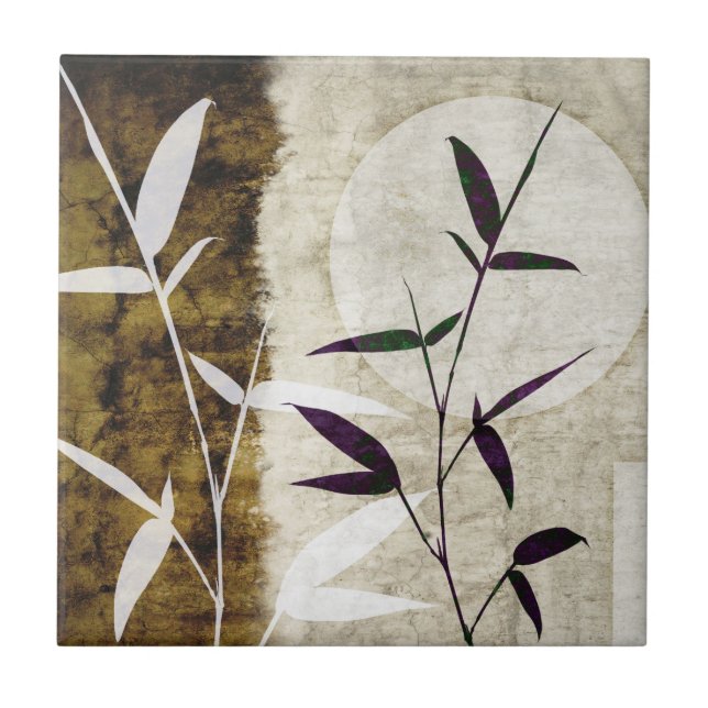 Brown Bamboo Moon Fall Leaves Tile (Front)