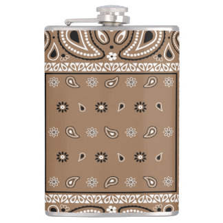 Brown Bandana Paisley Country Hip Hop Cowboy Flask