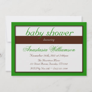 Brown bande vert foncé bébé douche Invitations
