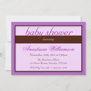 Brown bande violet bébé douche Invitations