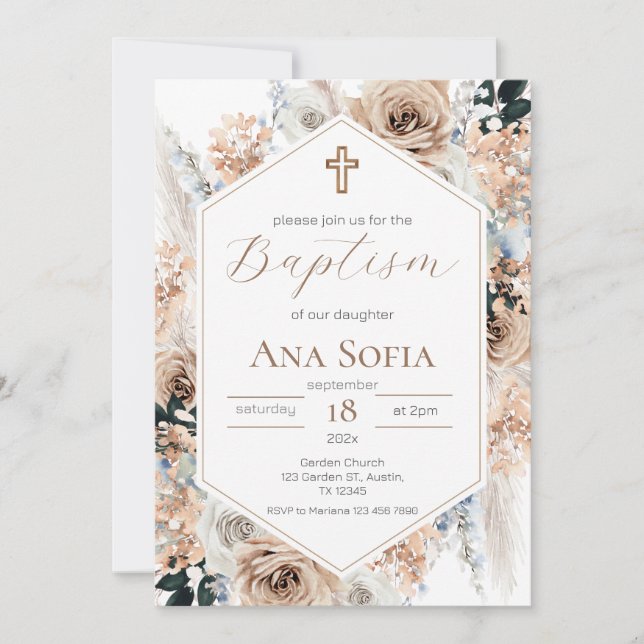 Brown Baptism Invitation (Devant)
