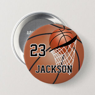 Brown Basketball Design Personalize 3 Inch Round Button