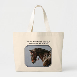 Brown Bay Oldenburg Horse Portrait Large Tote Bag