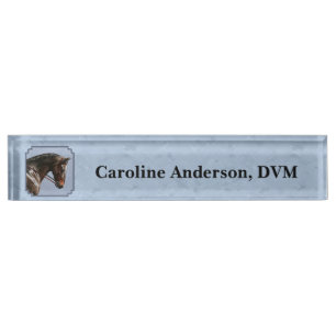Brown Bay Oldenburg Horse Portrait Nameplate