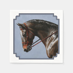 Brown Bay Oldenburg Horse Portrait Napkin