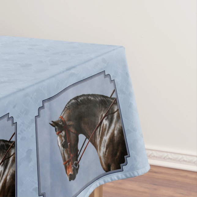 Brown Bay Oldenburg Horse Portrait Tablecloth (In Situ)