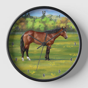 Brown Bay Quarter Horse Clock