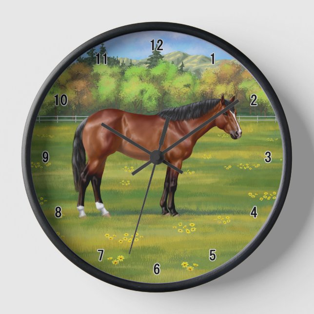 Brown Bay Quarter Horse Clock (Front)