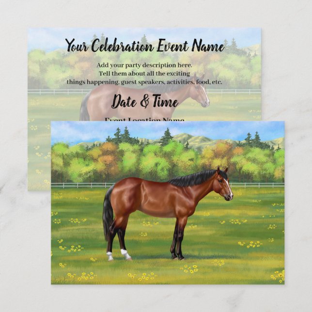 Brown Bay Quarter Horse Invitation (Front/Back)