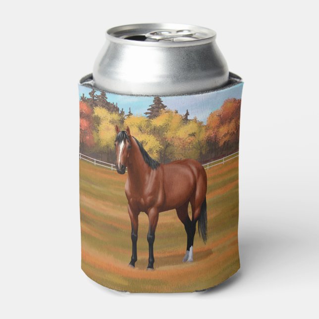 Brown Bay Quarter Horse Stallion Can Cooler (Can Front)