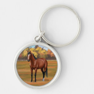 Brown Bay Quarter Horse Stallion Keychain