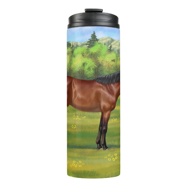 Brown Bay Quarter Horse Thermal Tumbler (Front)