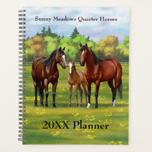 Brown Bay Quarter Horses In Summer Pasture Planner