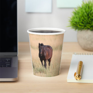 Brown Bay Wild Mustang Horse Paper Cups