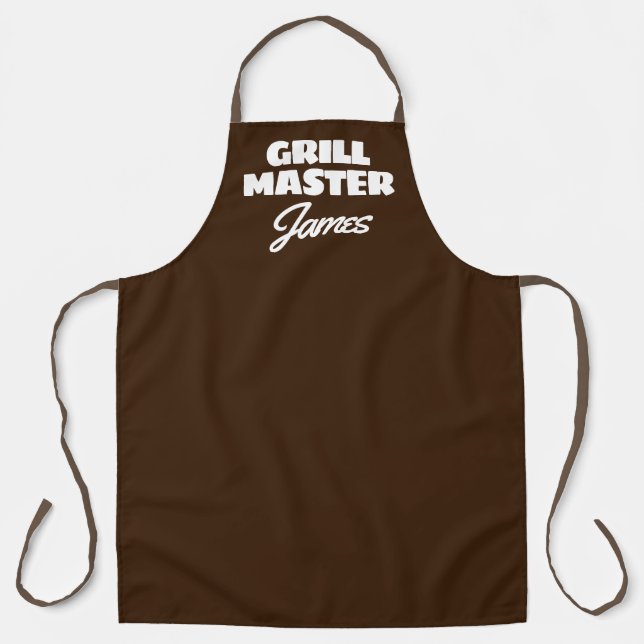 Brown BBQ apron for men (long extra large size) (Front)