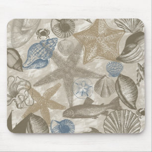 Brown Beach Blue Shells Ocean   Mouse Pad