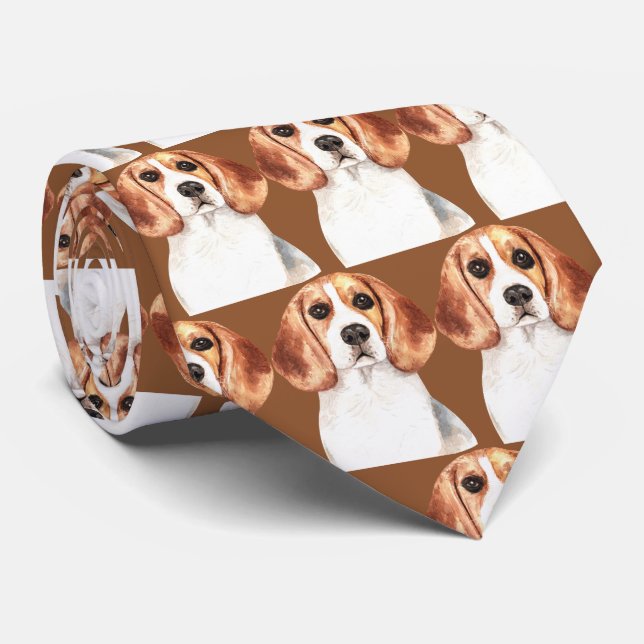 Brown Beagle Dog Tie (Rolled)