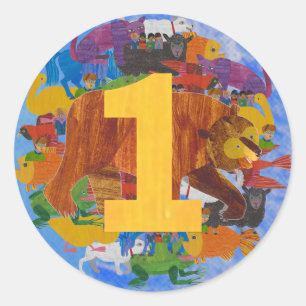 Brown Bear 1st Birthday Sticker
