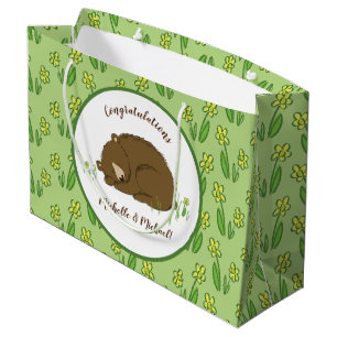 Brown Bear Baby Shower Woodland Animals Large Gift Bag